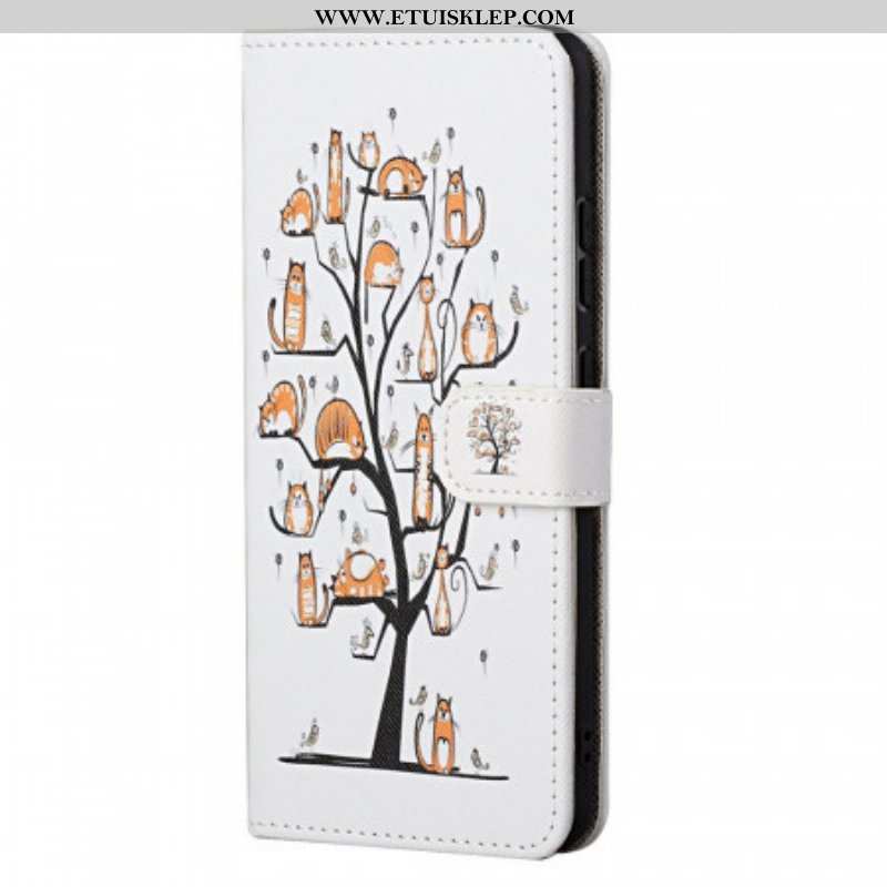 Etui Folio do Xiaomi Redmi Note 11 / 11S z Łańcuch Funky Koty Z Paskiem